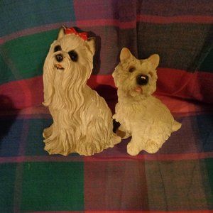 2 VINTAGE COMPOSITE DOGGIES